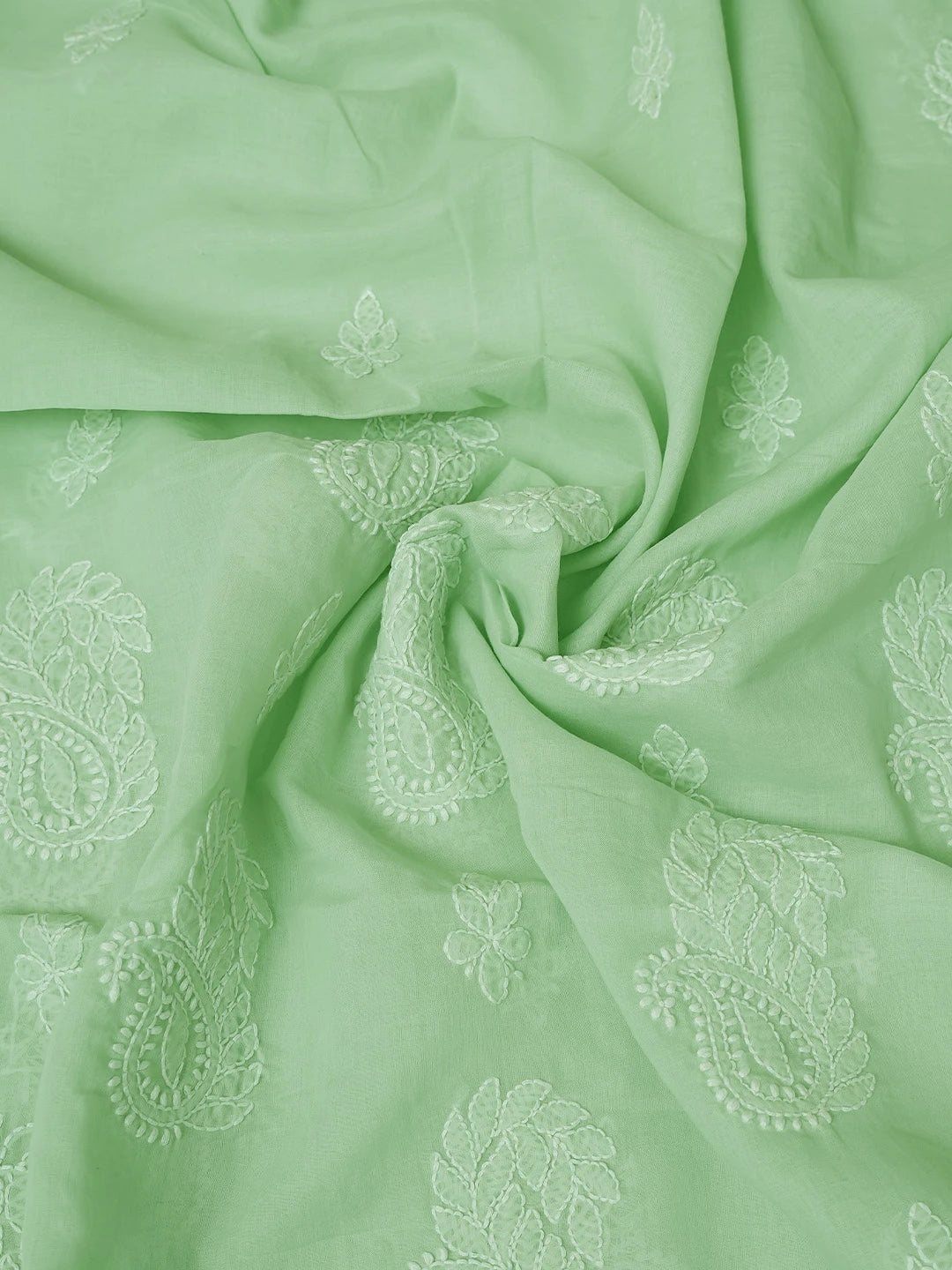 Ada Hand Embroidered Light Green Cotton Lucknowi Chikankari Unstitched Suit Piece 01A785631
