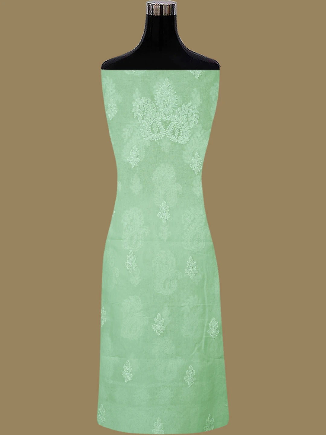 Ada Hand Embroidered Light Green Cotton Lucknowi Chikankari Unstitched Suit Piece 01A785631