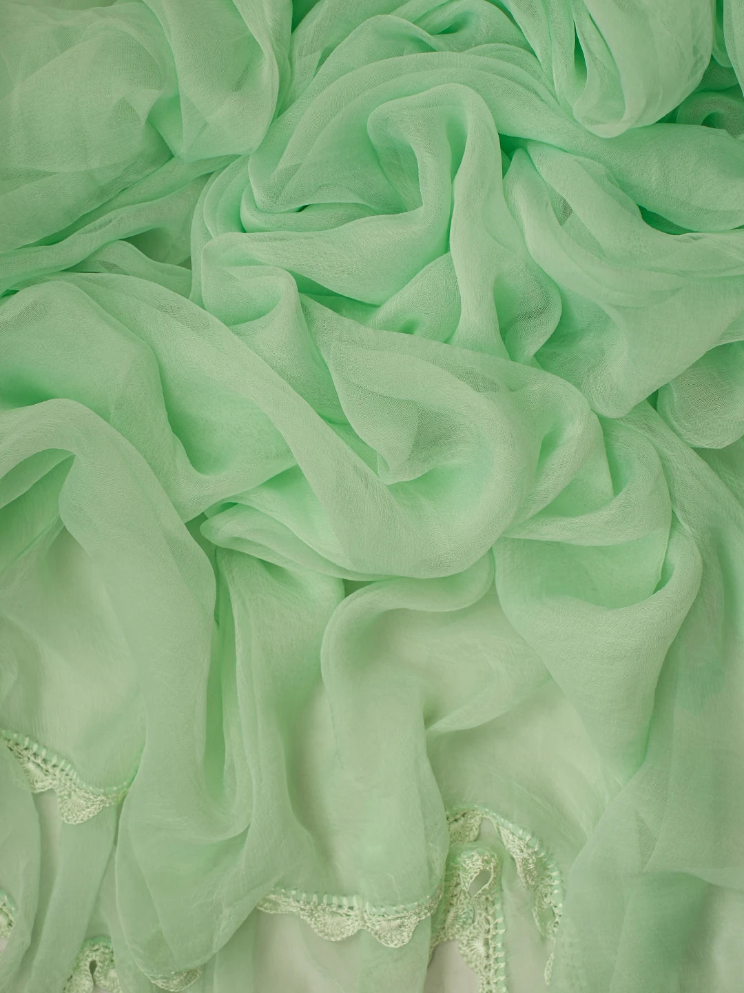 Ada Hand Embroidered Sea Green Cotton Lucknowi Chikankari Unstitched Suit Piece 01A762955