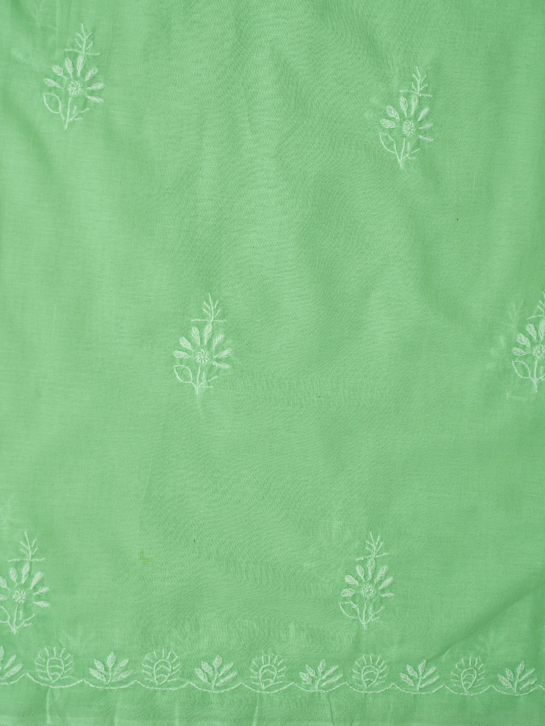 Ada Hand Embroidered Sea Green Cotton Lucknowi Chikankari Unstitched Suit Piece 01A762955