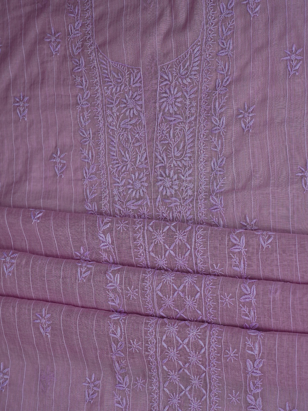 Ada Hand Embroidered Opera Mauve Chanderi Lucknowi Chikankari Unstitched Suit Piece 01A787688