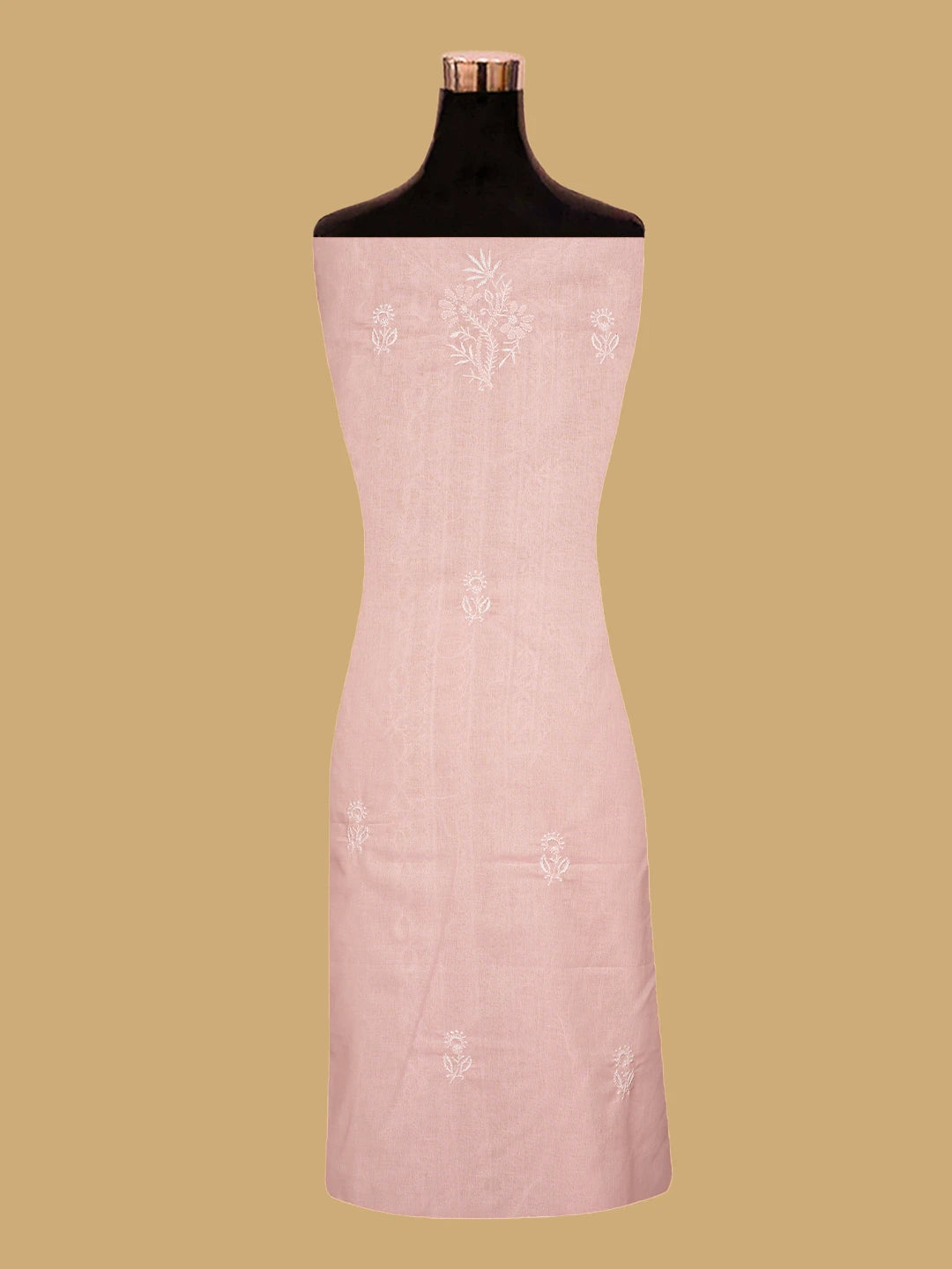 Ada Hand Embroidered Dusty Peach Cotton Lucknowi Chikankari Unstitched Suit Piece 01A763088