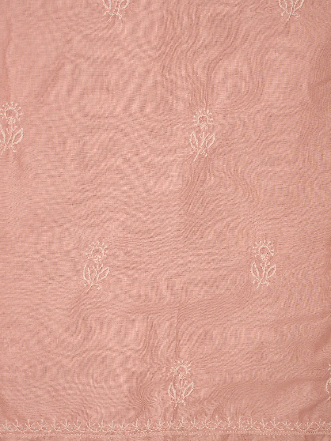 Ada Hand Embroidered Dusty Peach Cotton Lucknowi Chikankari Unstitched Suit Piece 01A763088