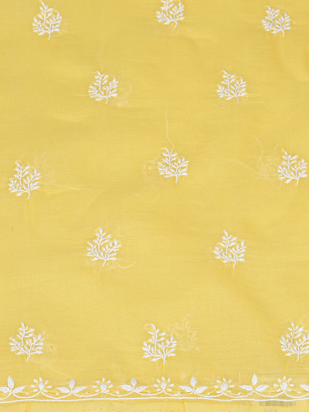 Ada Hand Embroidered Yellow Cotton Lucknowi Chikankari Unstitched Suit Piece With Cutdana Work 01A790937