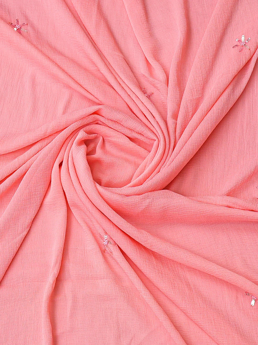 Ada Hand Embroidered Peachy Pink Cotton Lucknowi Chikankari Unstitched Suit Piece With Cutdana Work 01A360721