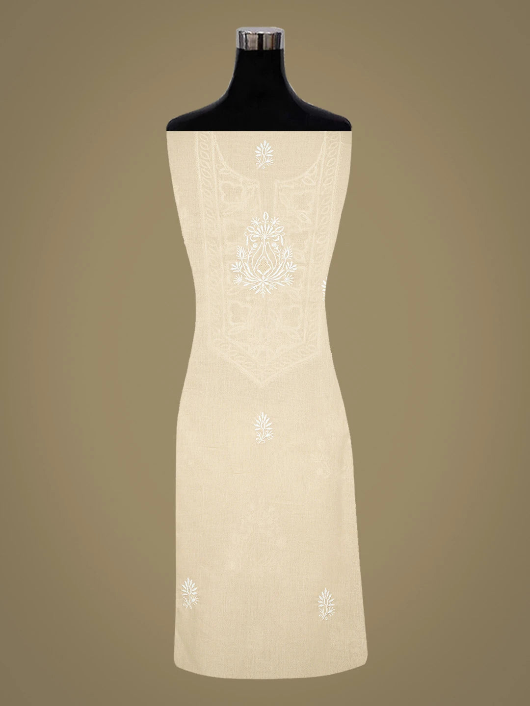 Ada Hand Embroidered Fawn Cotton Lucknowi Chikankari Unstitched Suit Piece 01A773683