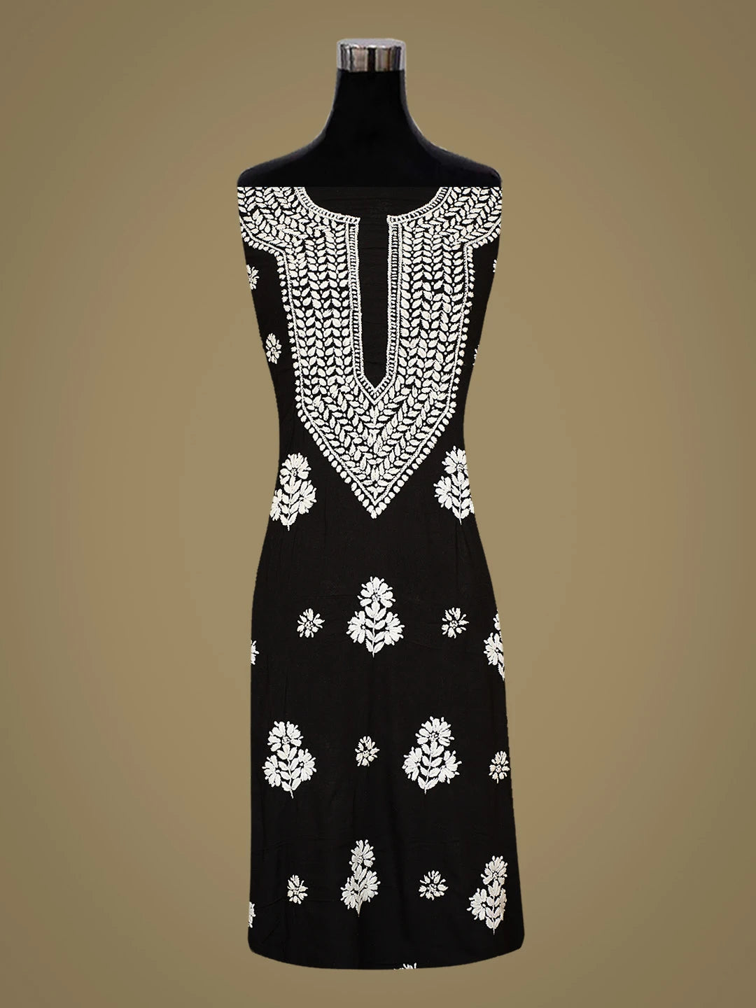 Ada Hand Embroidered Black Modal Lucknowi Chikankari Unstitched Suit Piece 01A784849