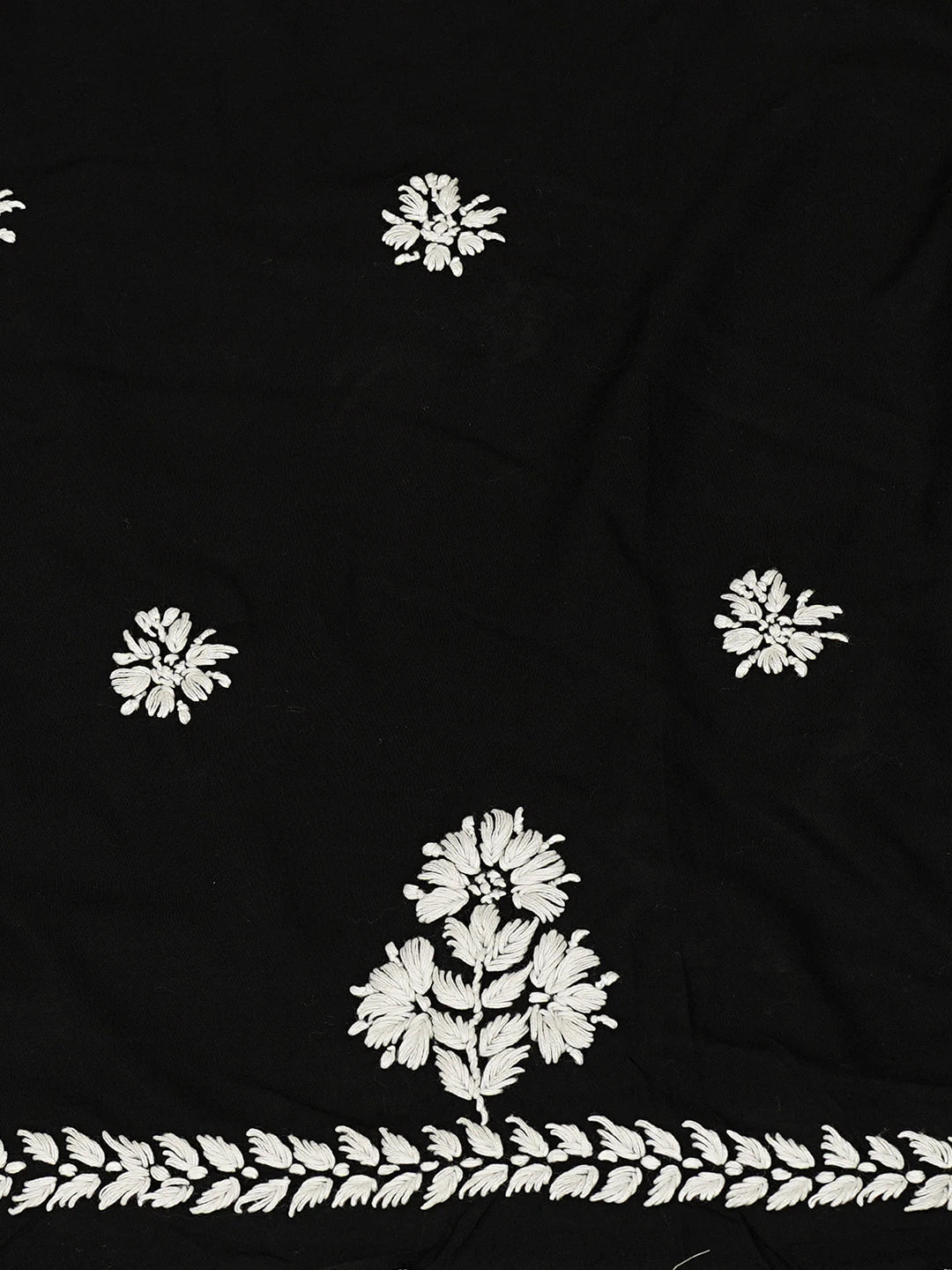 Ada Hand Embroidered Black Modal Lucknowi Chikankari Unstitched Suit Piece 01A784849