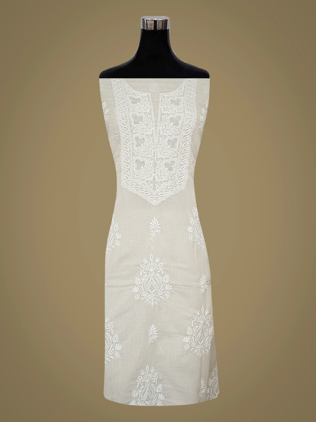 Ada Hand Embroidered Grey Cotton Lucknowi Chikankari Unstitched Suit Piece 01A773704