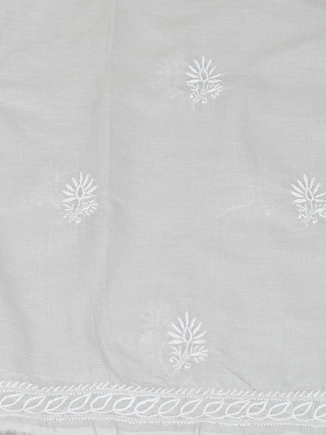 Ada Hand Embroidered Grey Cotton Lucknowi Chikankari Unstitched Suit Piece 01A773704