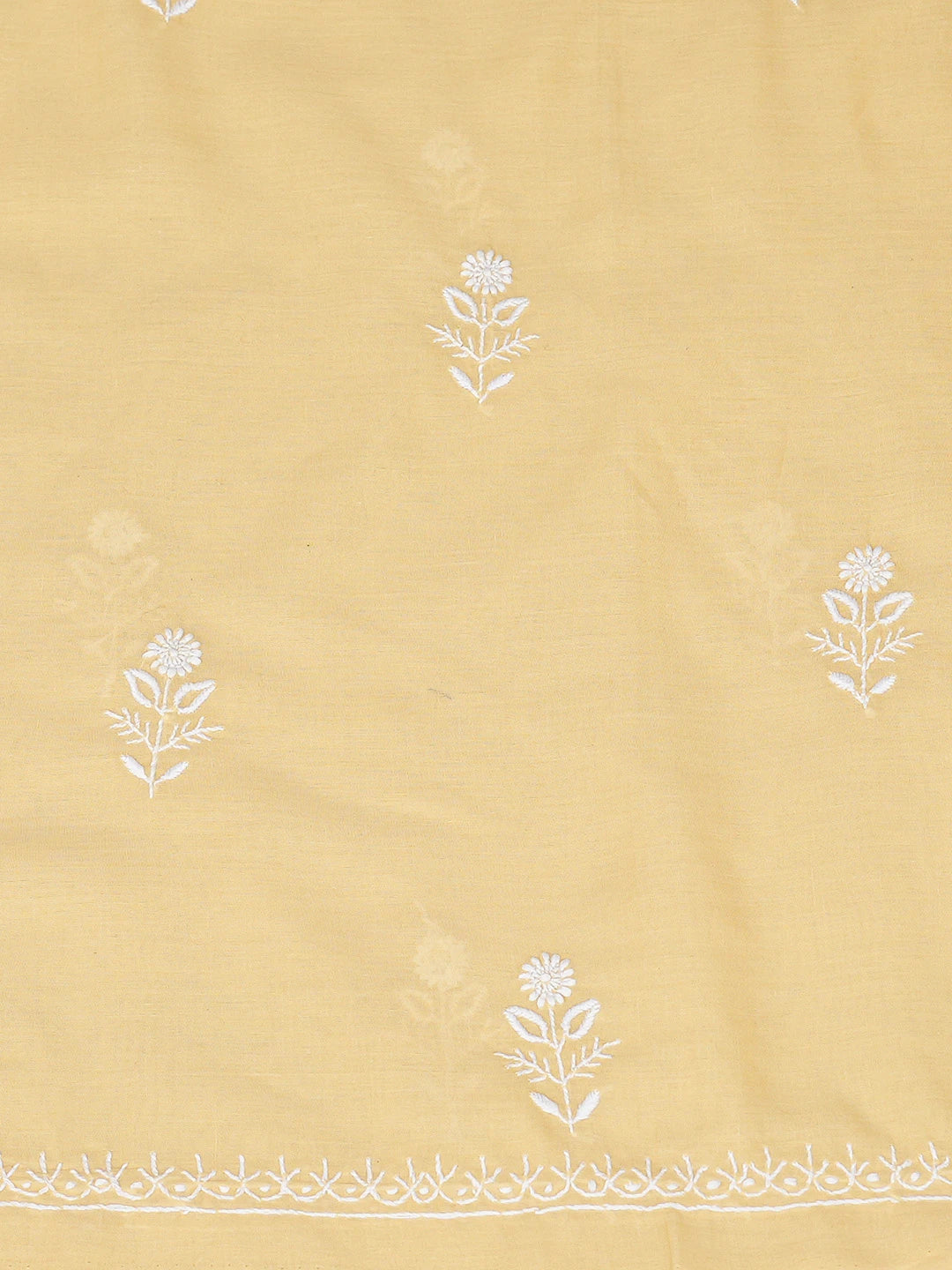 Ada Hand Embroidered Beige Cotton Lucknowi Chikankari Unstitched Suit Piece 01A773491
