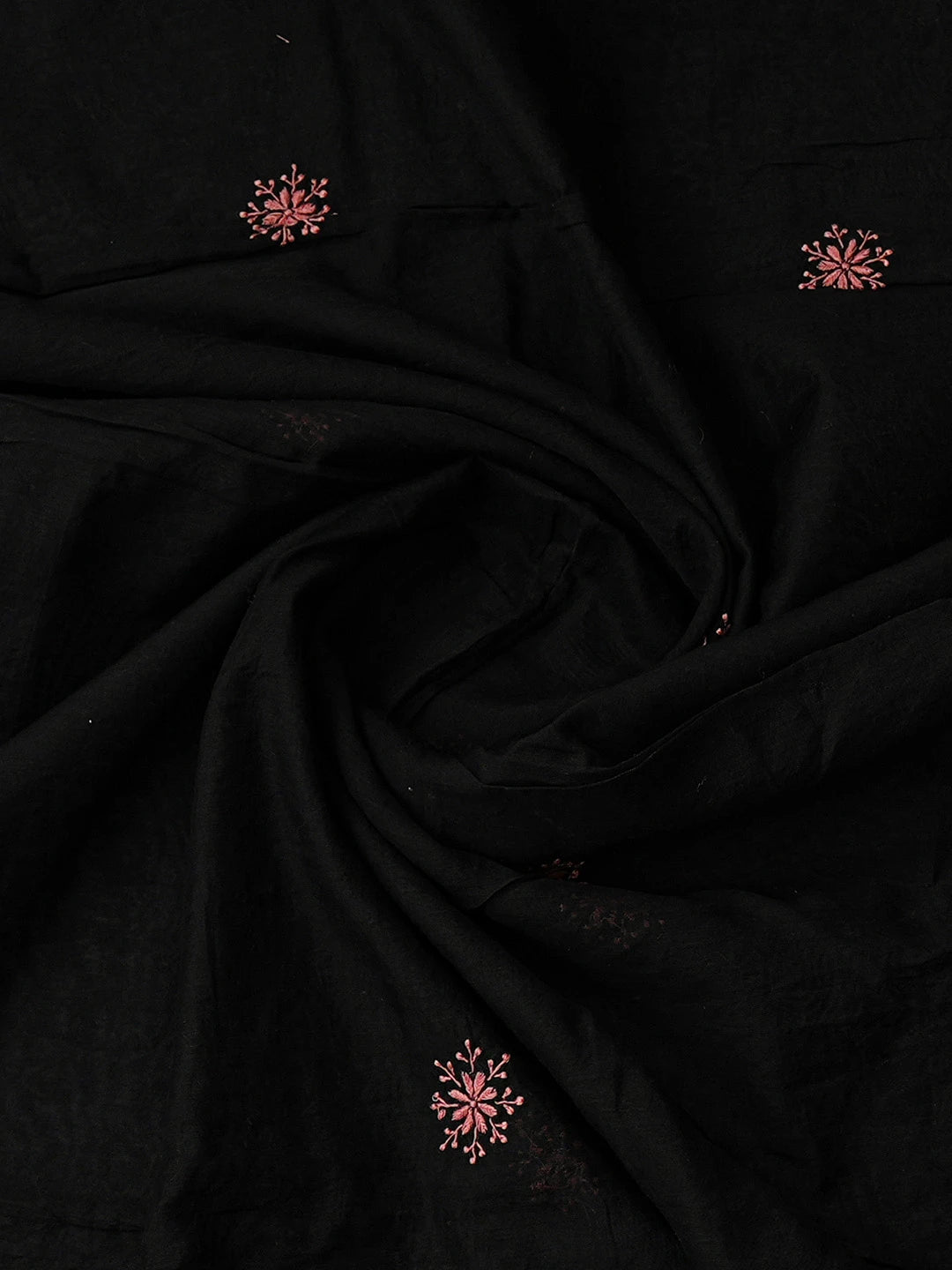 Ada Hand Embroidered Black Chanderi Lucknowi Chikankari Unstitched Kurta Dupatta Set 01A440300