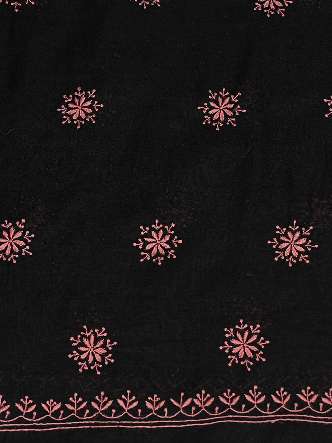 Ada Hand Embroidered Black Chanderi Lucknowi Chikankari Unstitched Kurta Dupatta Set 01A440300