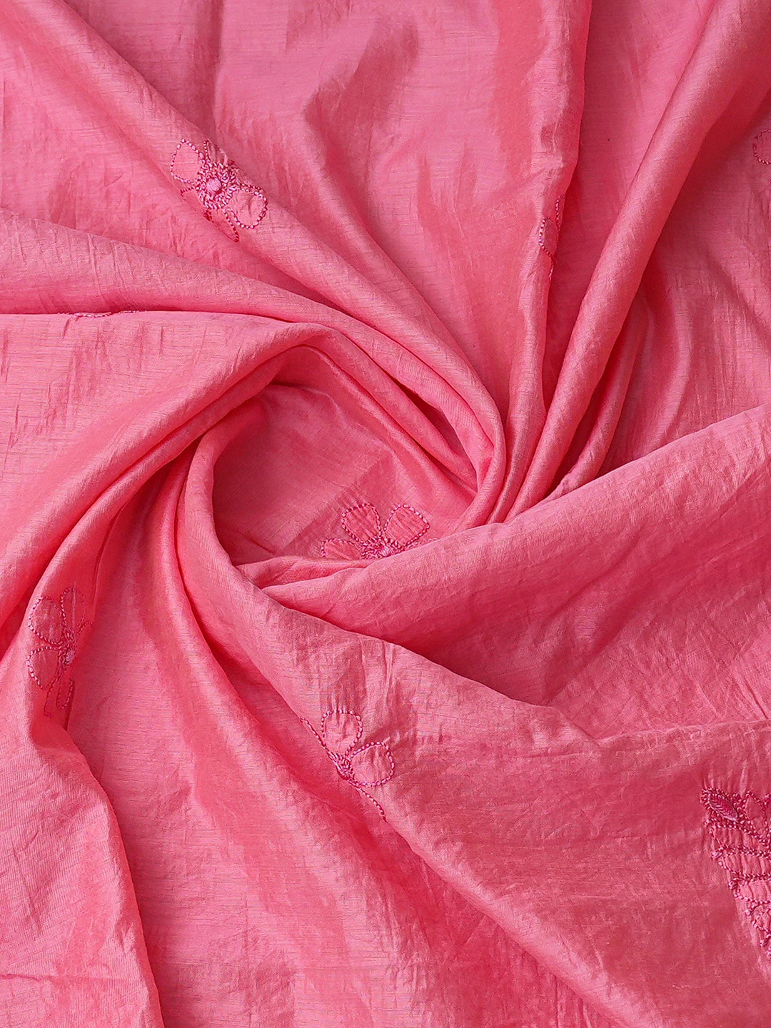 Ada Hand Embroidered Onion Pink Chanderi Lucknowi Chikankari Unstitched Kurta Dupatta Set 01A535743