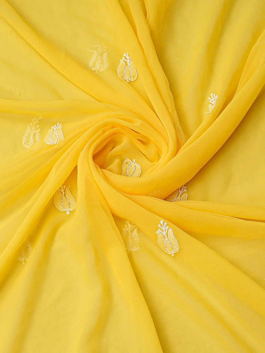 Ada Hand Embroidered Yellow Georgette Lucknowi Chikankari Unstitched Suit Piece 01A793505