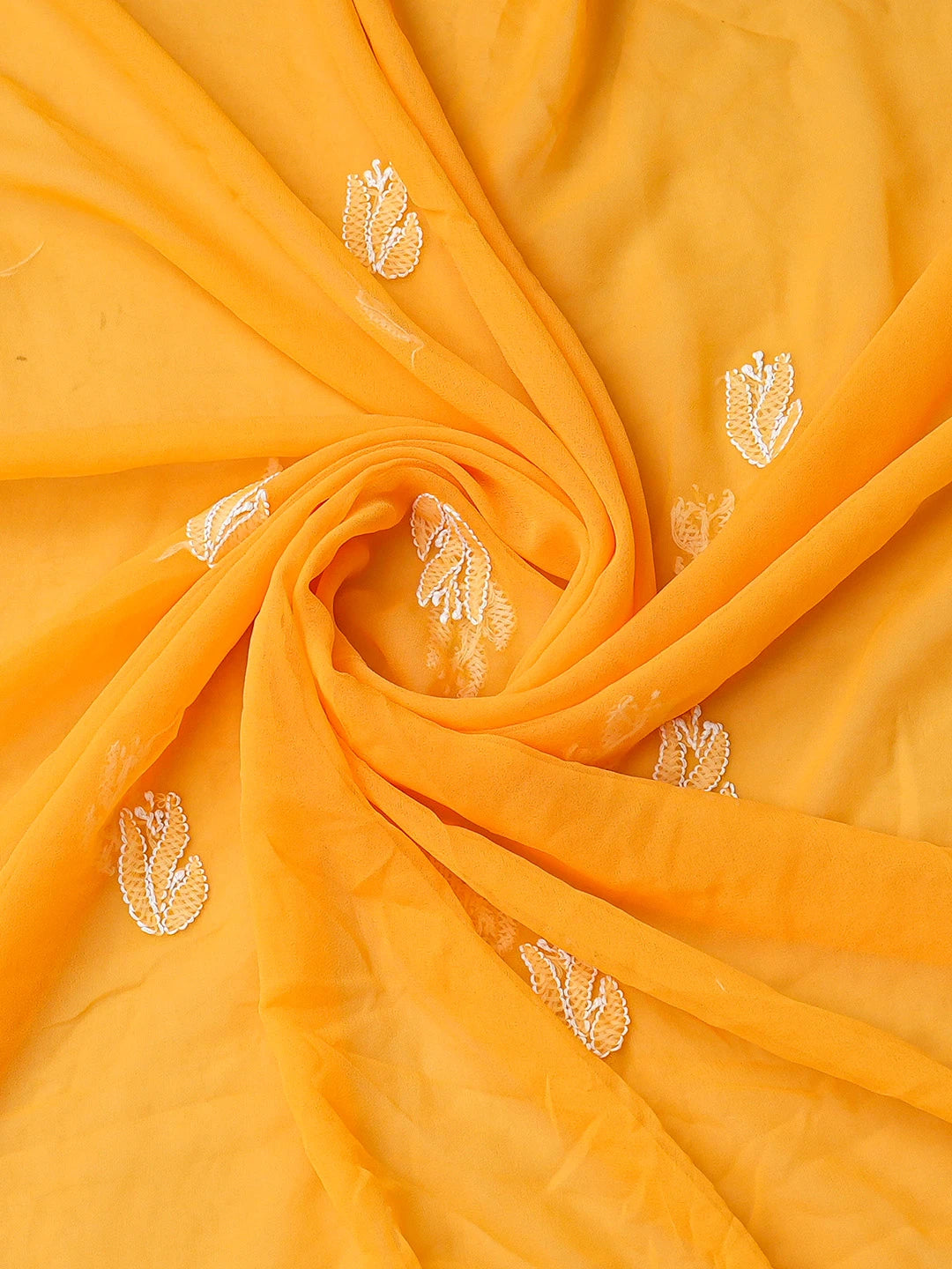 Ada Hand Embroidered Mustard Georgette Lucknowi Chikankari Unstitched Suit Piece 01A793477