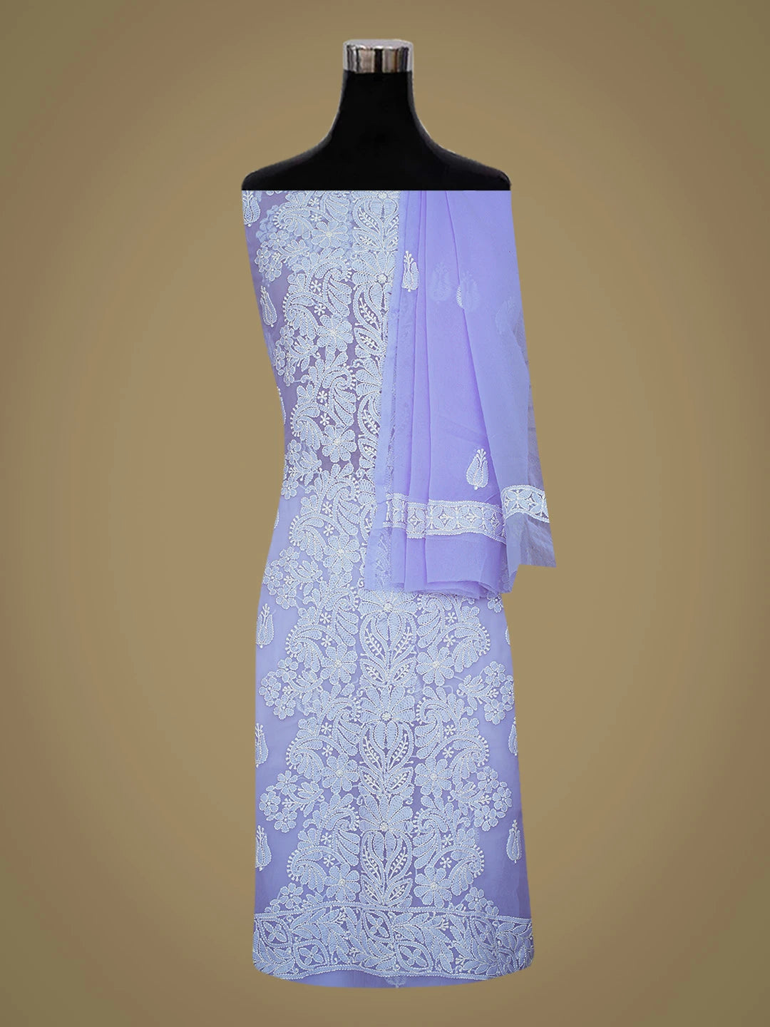 Ada Hand Embroidered Mauve Georgette Lucknowi Chikankari Unstitched Suit Piece 01A793493