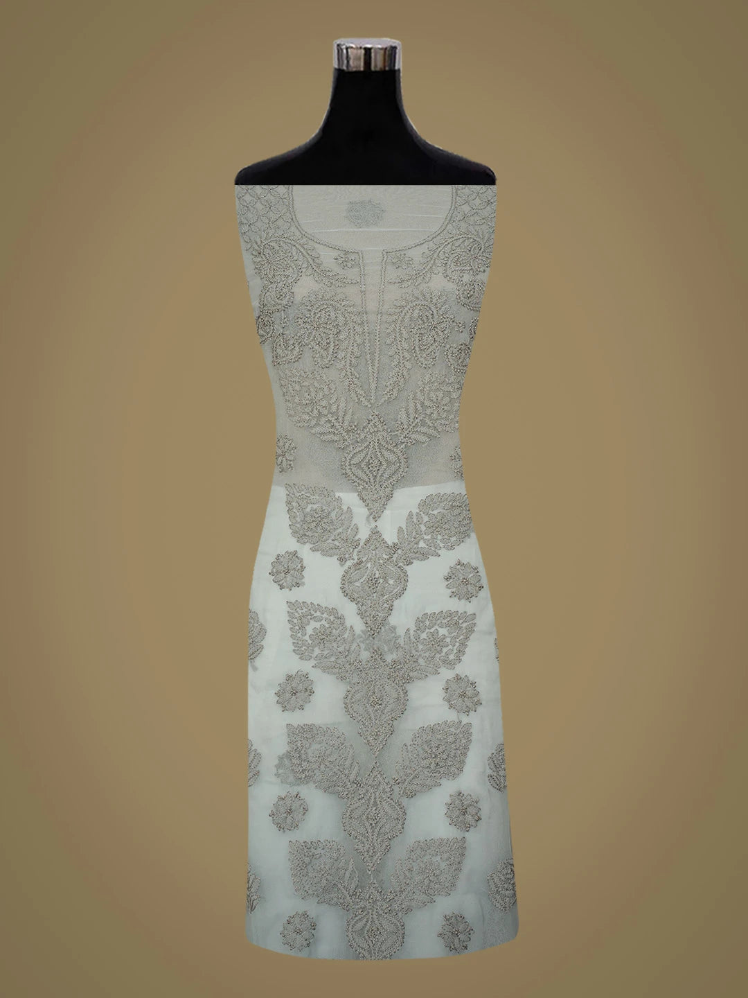Ada Hand Embroidered Grey Georgette Lucknowi Chikankari Unstitched Suit Piece 01A624217