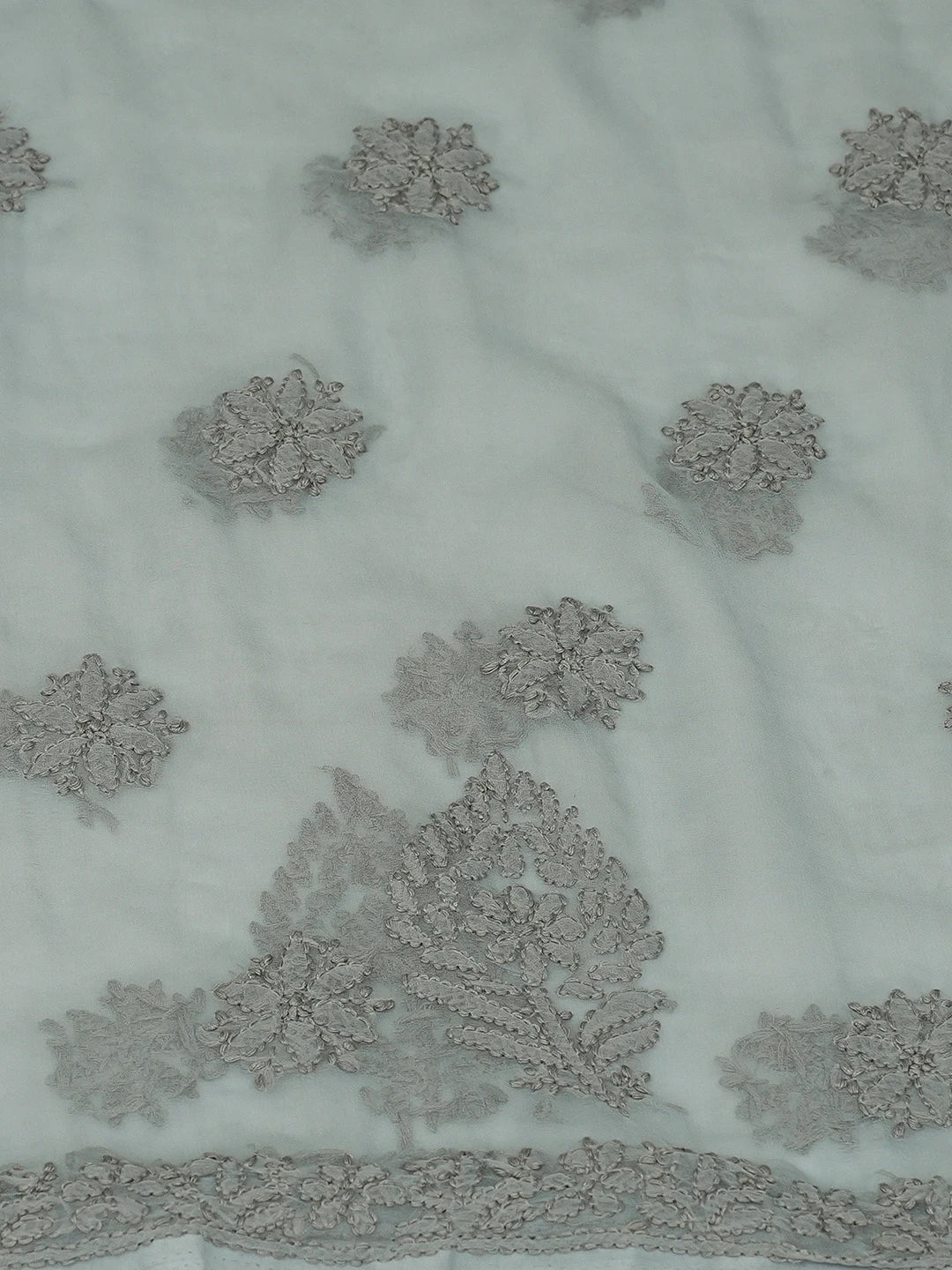 Ada Hand Embroidered Grey Georgette Lucknowi Chikankari Unstitched Suit Piece 01A624217