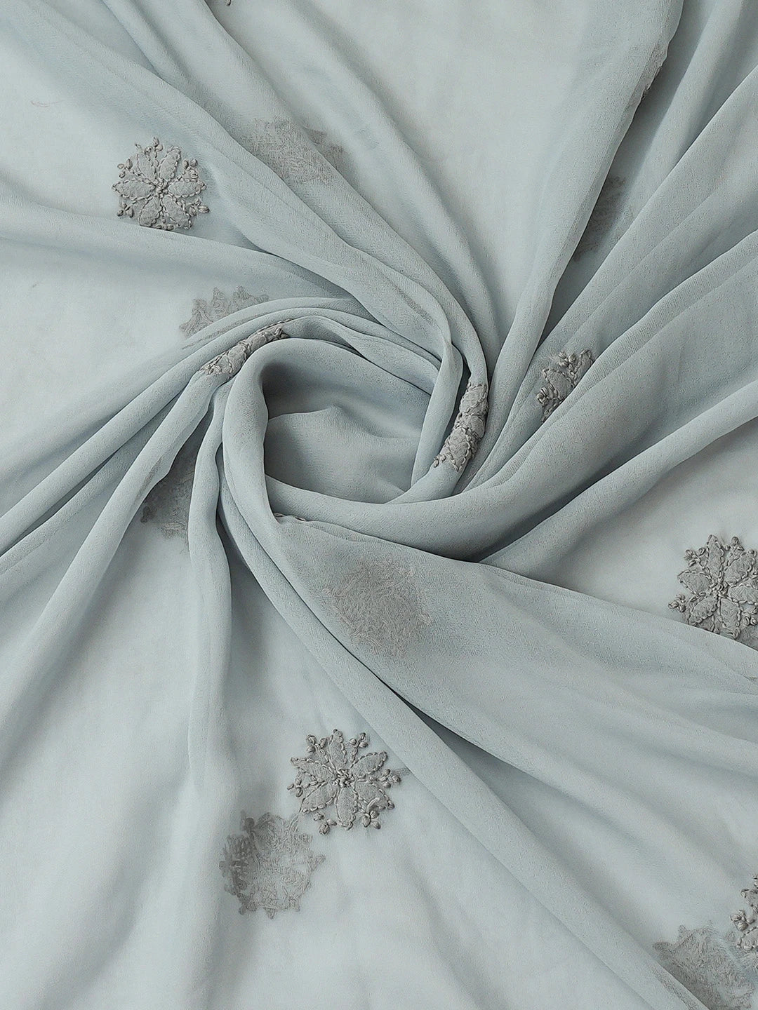 Ada Hand Embroidered Grey Georgette Lucknowi Chikankari Unstitched Suit Piece 01A624217