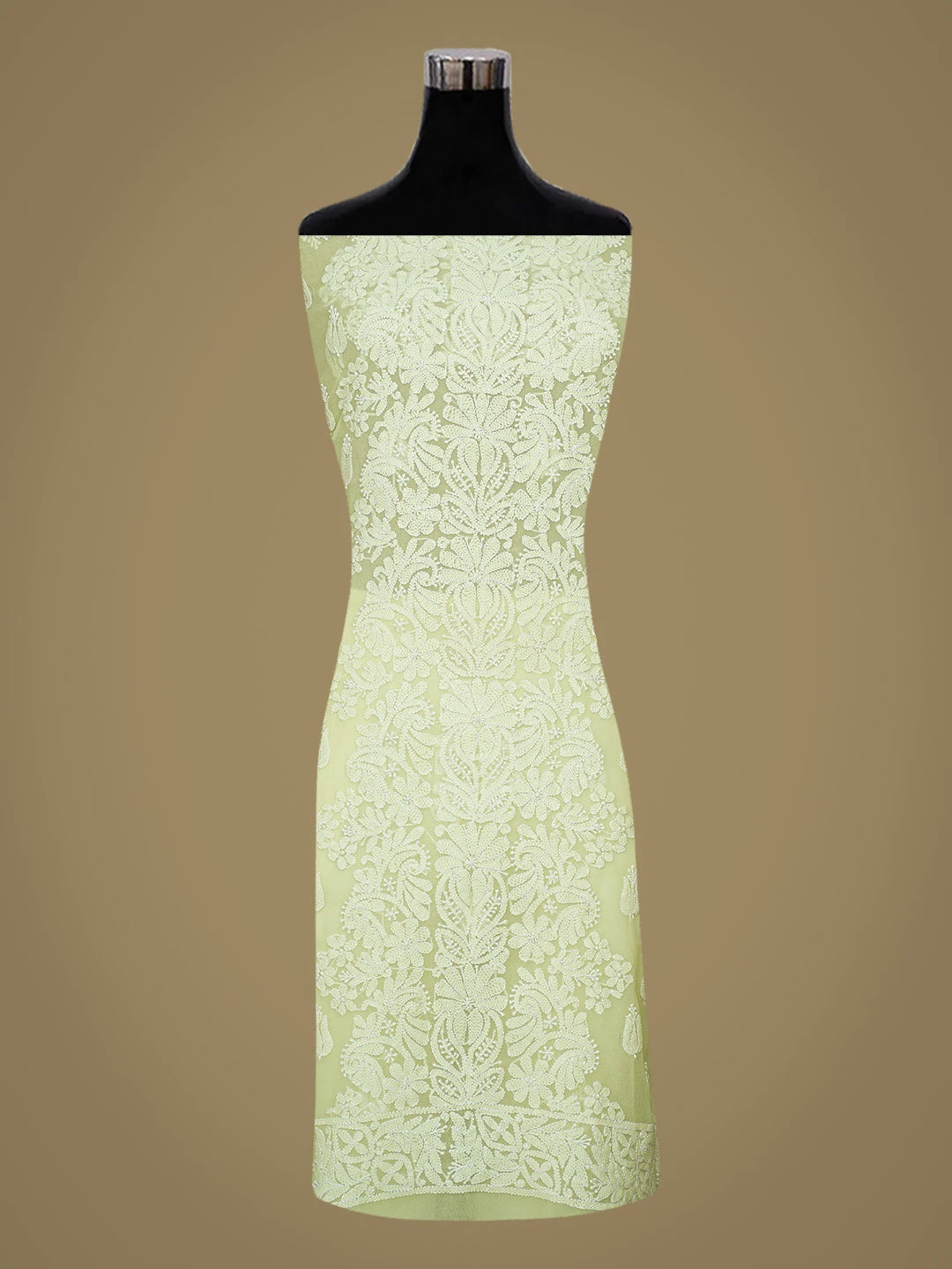 Ada Hand Embroidered Pastel Lemon Georgette Lucknowi Chikankari Unstitched Suit Piece 01A787940