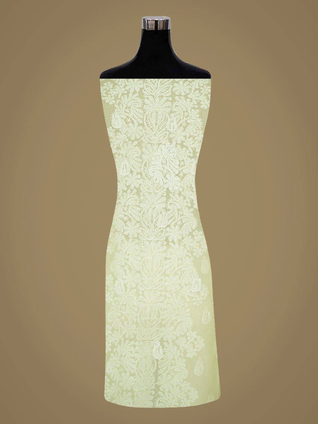 Ada Hand Embroidered Pastel Lemon Georgette Lucknowi Chikankari Unstitched Suit Piece 01A787940