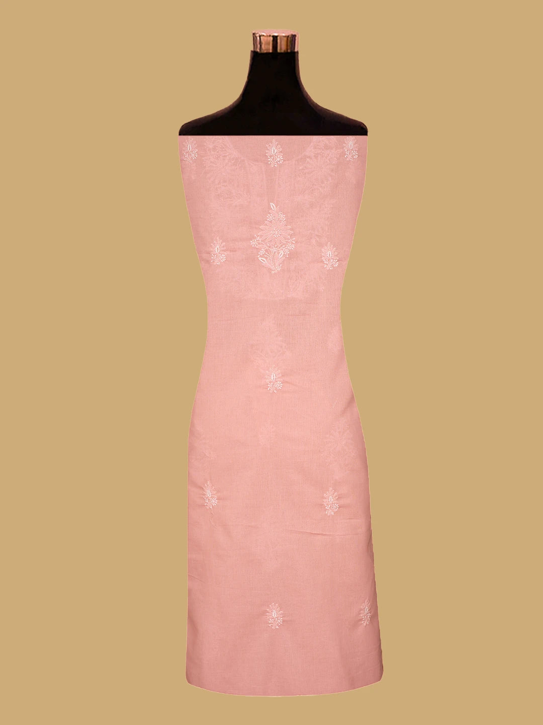 Ada Hand Embroidered Peach Cotton Lucknowi Chikankari Unstitched Suit Piece 01A773553