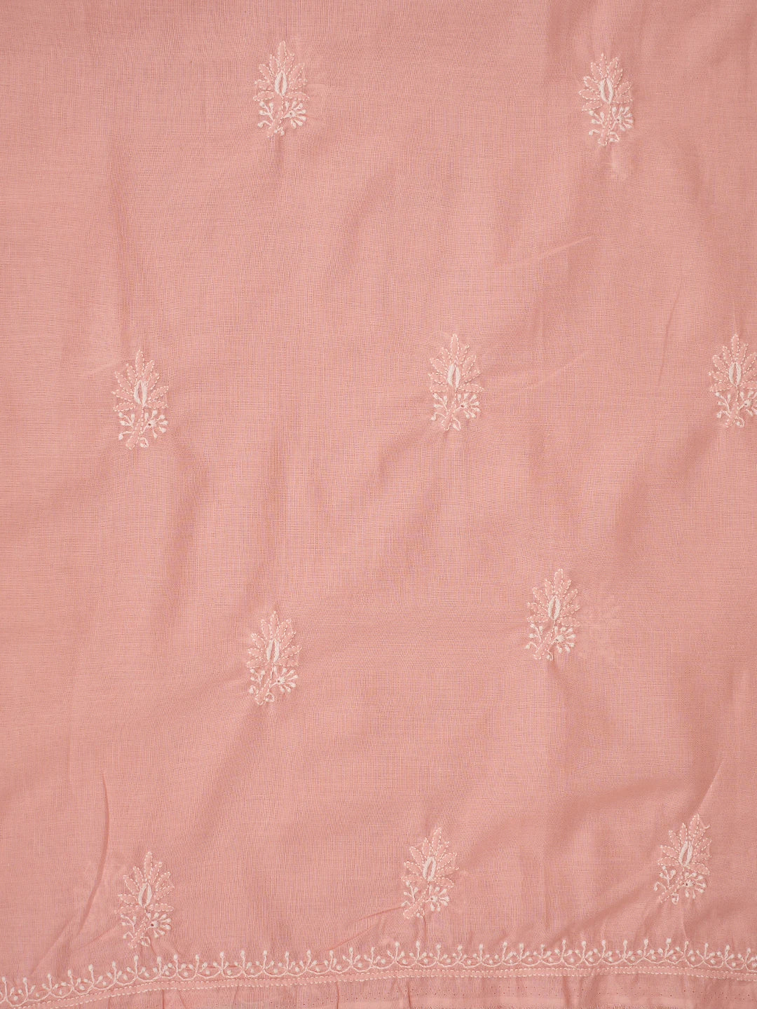 Ada Hand Embroidered Peach Cotton Lucknowi Chikankari Unstitched Suit Piece 01A773553