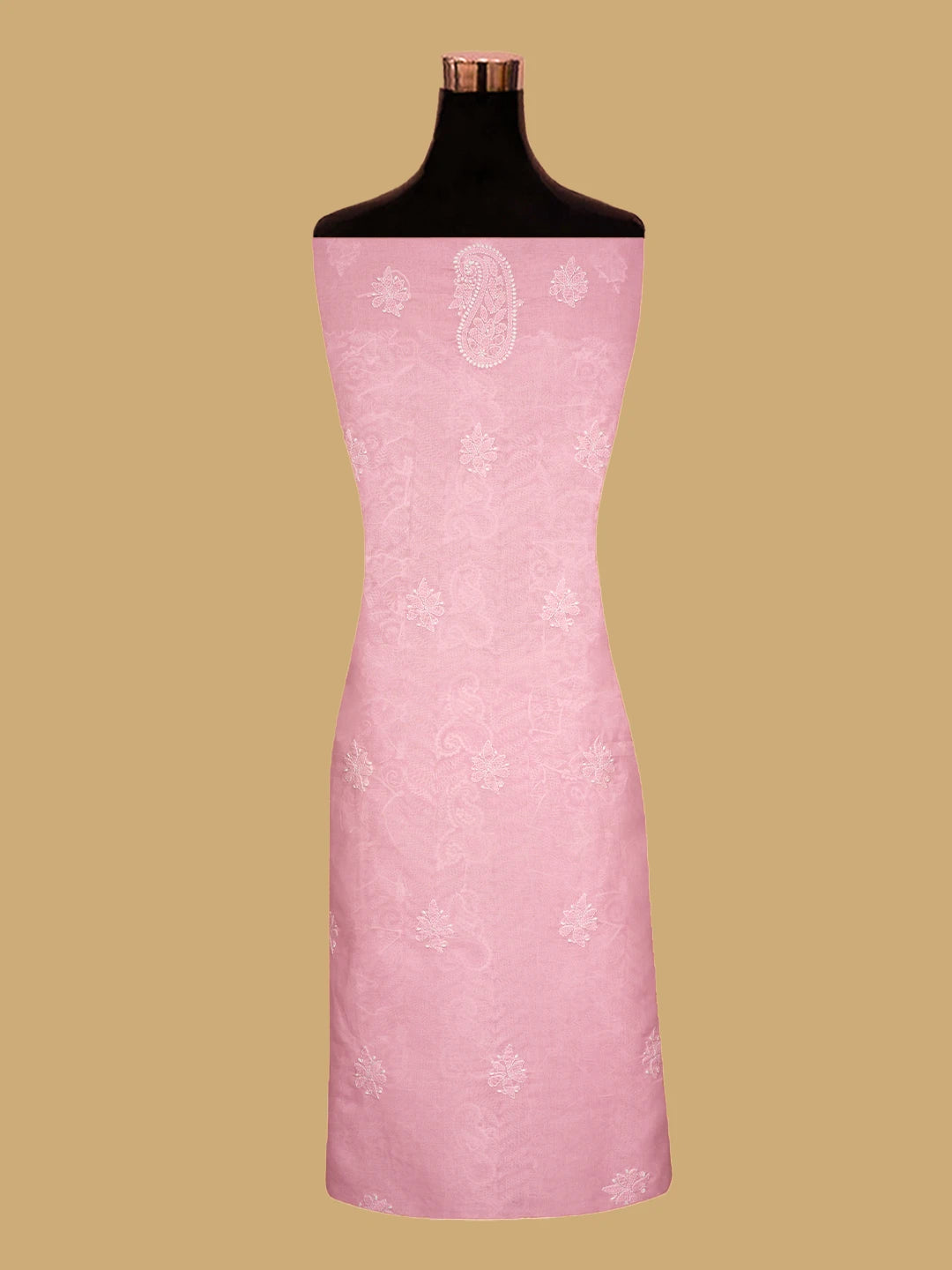 Ada Hand Embroidered Pink Cotton Lucknowi Chikankari Unstitched Suit Piece 01A592225