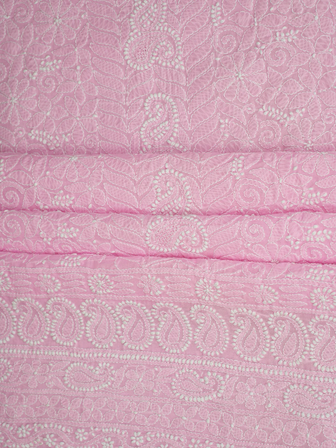 Ada Hand Embroidered Pink Cotton Lucknowi Chikankari Unstitched Suit Piece 01A592225