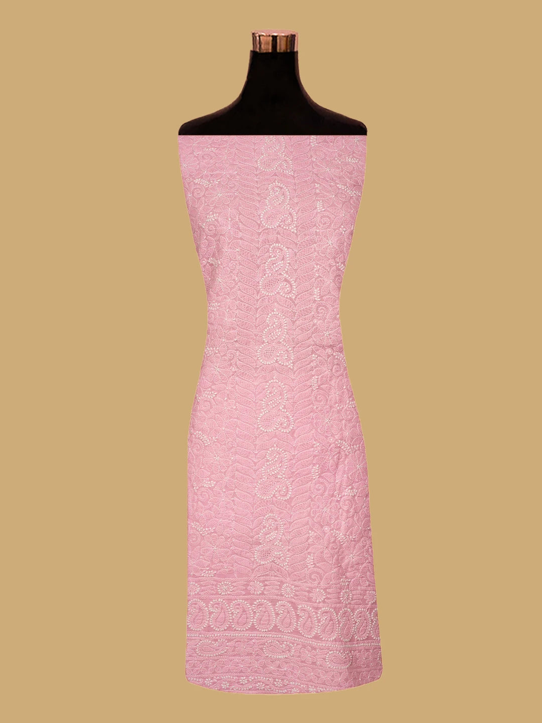 Ada Hand Embroidered Pink Cotton Lucknowi Chikankari Unstitched Suit Piece 01A592225