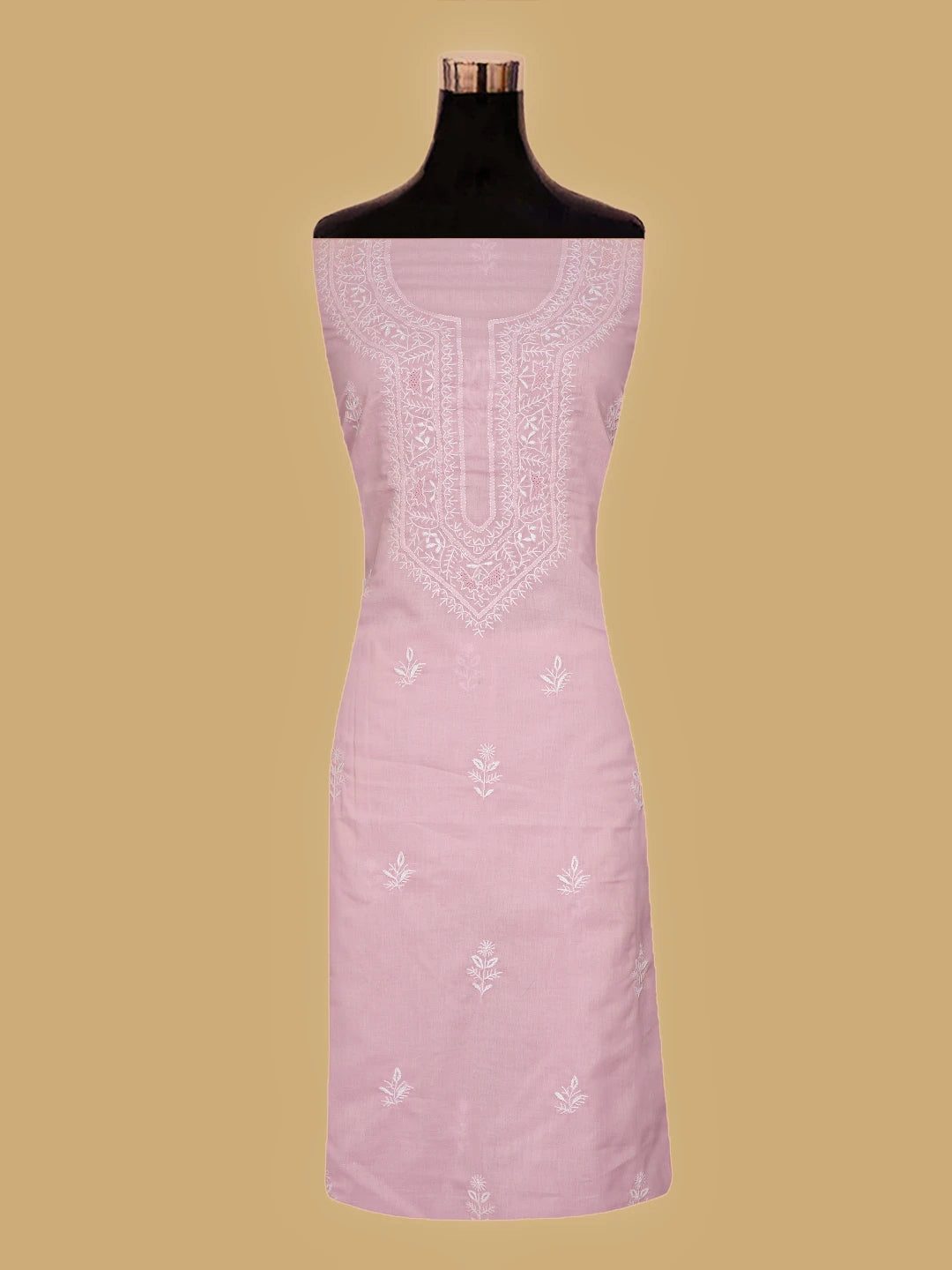 Ada Hand Embroidered Pink Cotton Lucknowi Chikankari Unstitched Suit Piece 01A762995