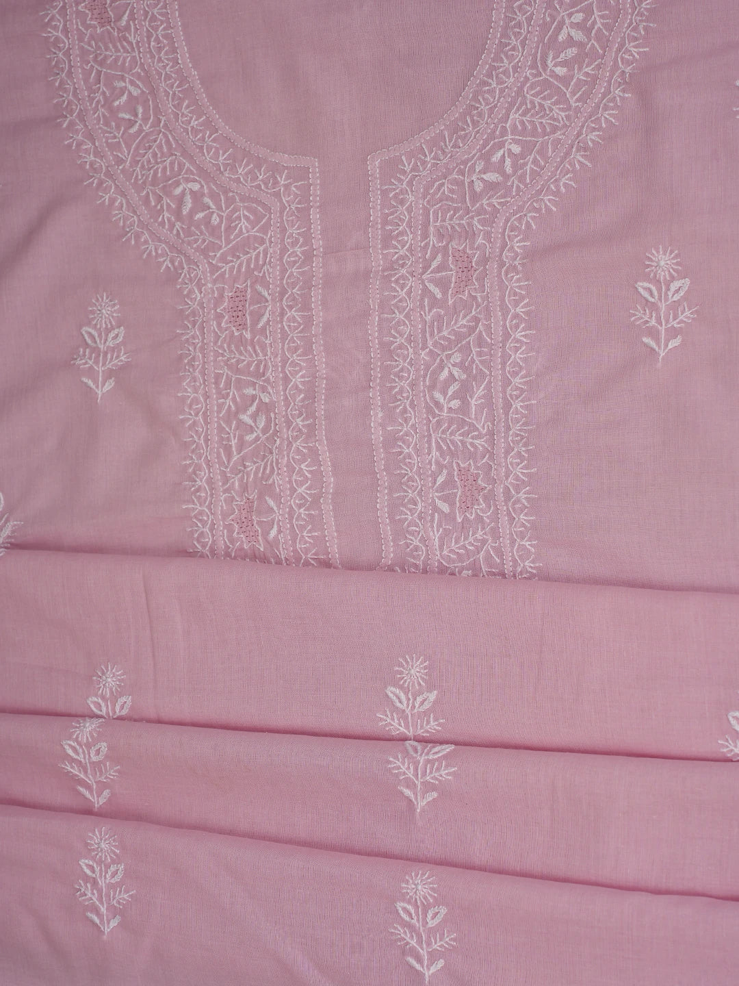 Ada Hand Embroidered Pink Cotton Lucknowi Chikankari Unstitched Suit Piece 01A762995