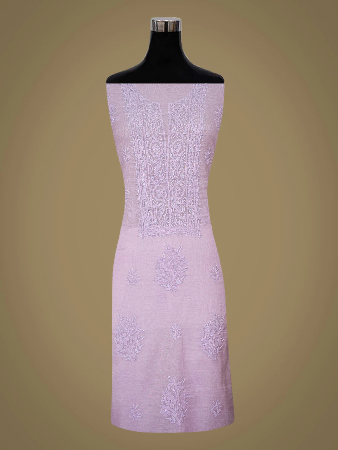 Ada Hand Embroidered Lavender Chanderi Lucknowi Chikankari Unstitched Kurta Dupatta Set 01A790467