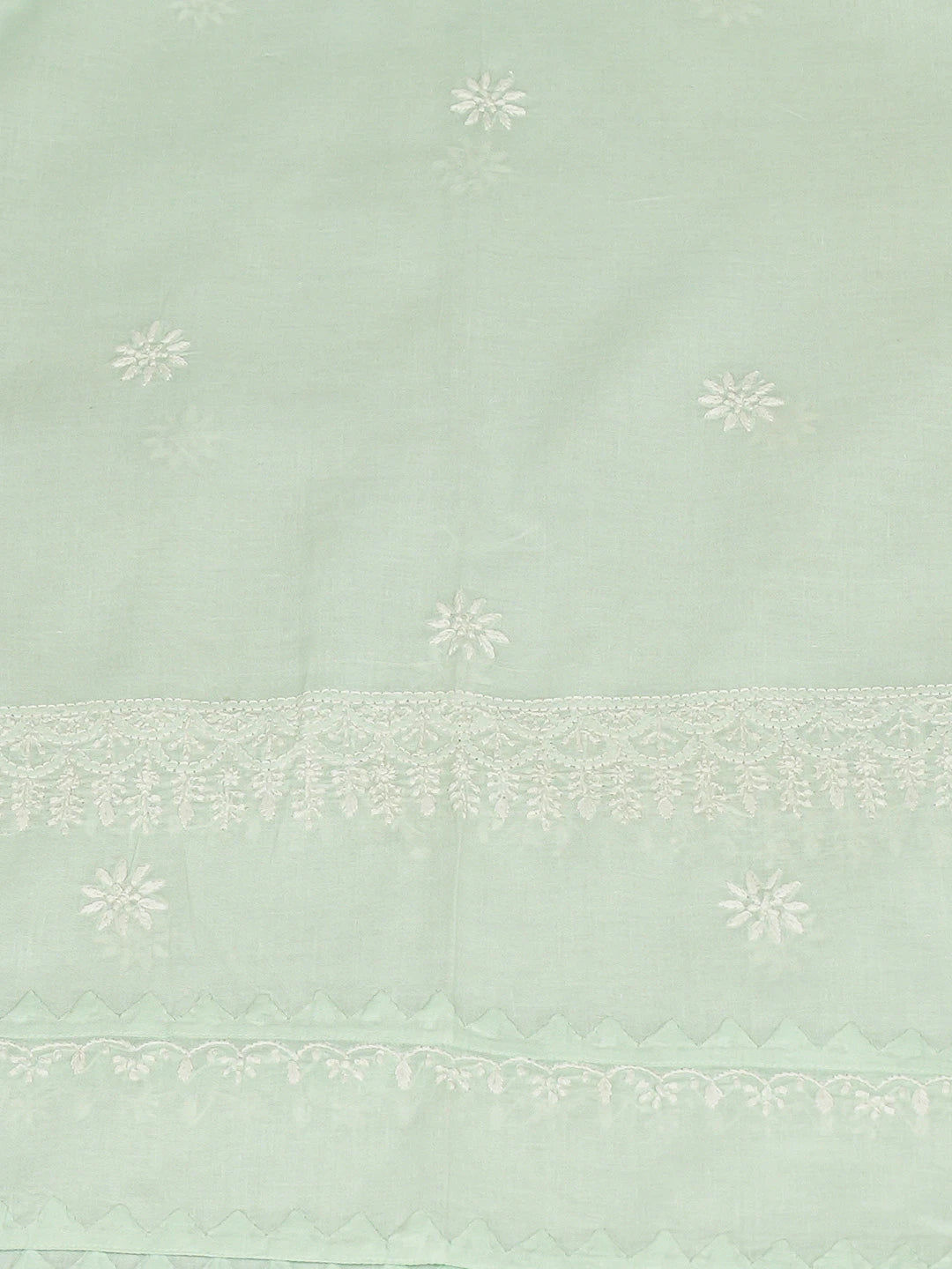 Ada Hand Embroidered Light Sea Green Cotton Lucknowi Chikankari Semi-Stitched Kurta Dupatta Set 01A657594
