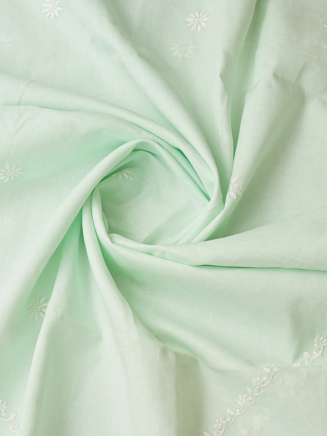 Ada Hand Embroidered Light Sea Green Cotton Lucknowi Chikankari Semi-Stitched Kurta Dupatta Set 01A657594
