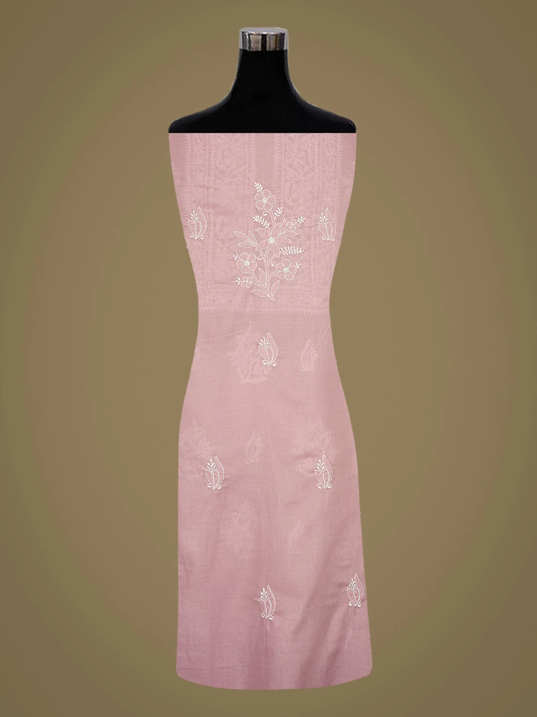 Ada Hand Embroidered Mauve Cotton Lucknowi Chikankari Unstitched Kurta Piece 01A772857