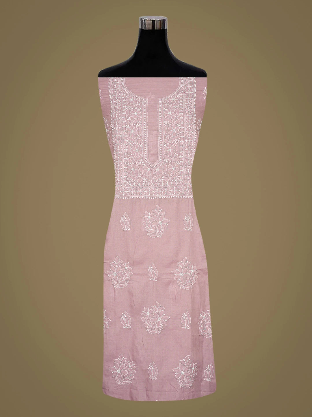 Ada Hand Embroidered Mauve Cotton Lucknowi Chikankari Unstitched Kurta Piece 01A772857