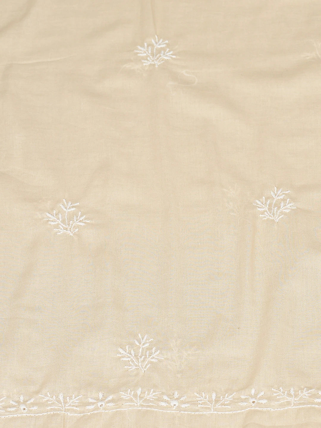 Ada Hand Embroidered Fawn Cotton Lucknowi Chikankari Unstitched Kurta Dupatta Set 01A299082