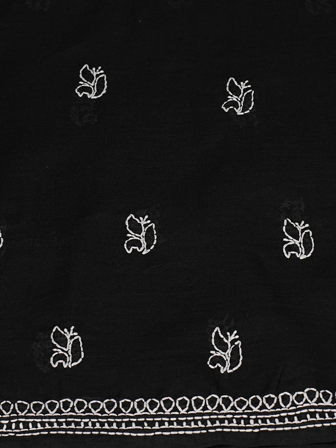 Ada Hand Embroidered Black Cotton Lucknowi Chikankari Unstitched Kurta Piece 01A751784