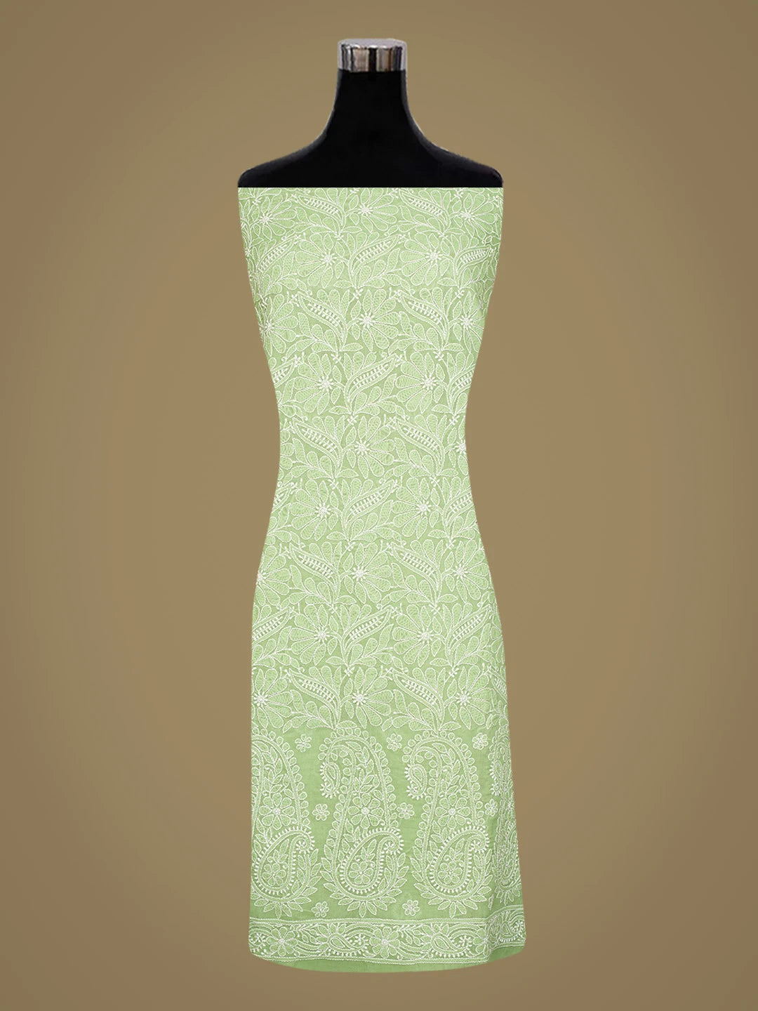 Ada Hand Embroidered Celadon Green Cotton Lucknowi Chikankari Unstitched Kurta Piece 01A773069