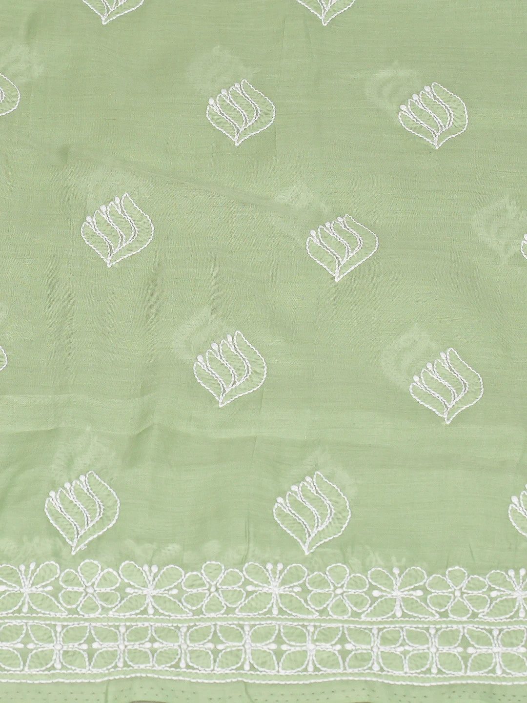 Ada Hand Embroidered Celadon Green Cotton Lucknowi Chikankari Unstitched Kurta Piece 01A773069