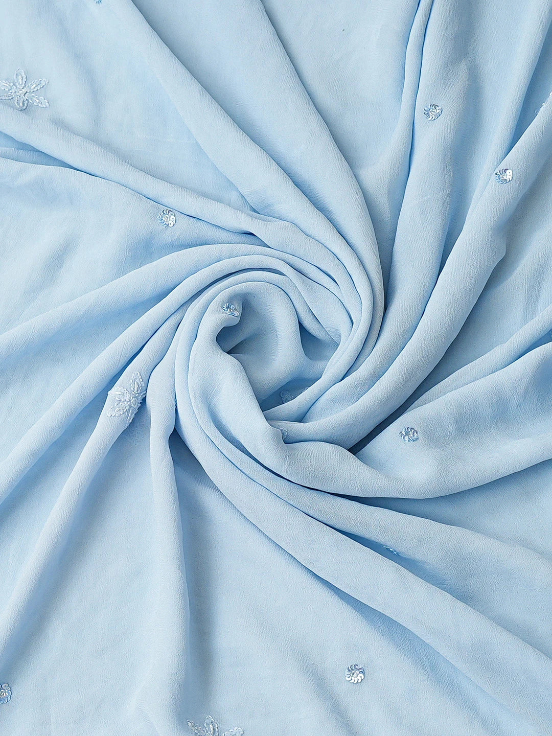 Ada Hand Embroidered Baby Blue Viscose Georgette Lucknowi Chikankari Unstitched Kurta Dupatta Set With Sequinned Work 01A757078