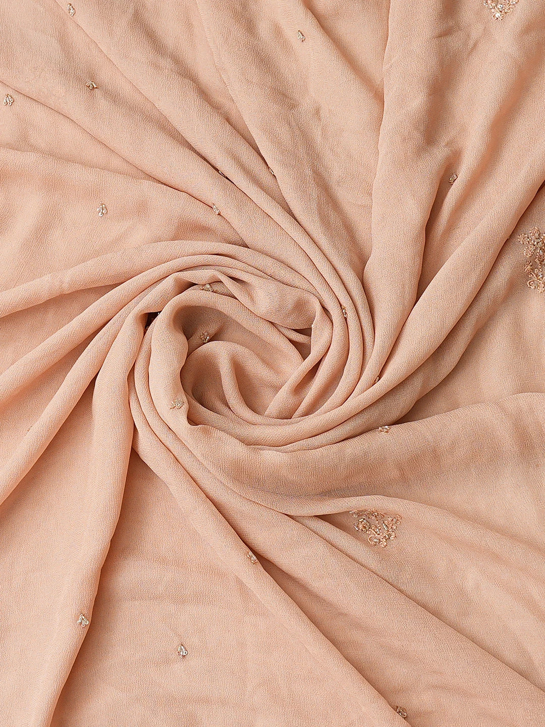 Ada Hand Embroidered Dusty Peach Viscose Georgette Lucknowi Chikankari Unstitched Kurta Dupatta Set With Cutdana Work 01A771735