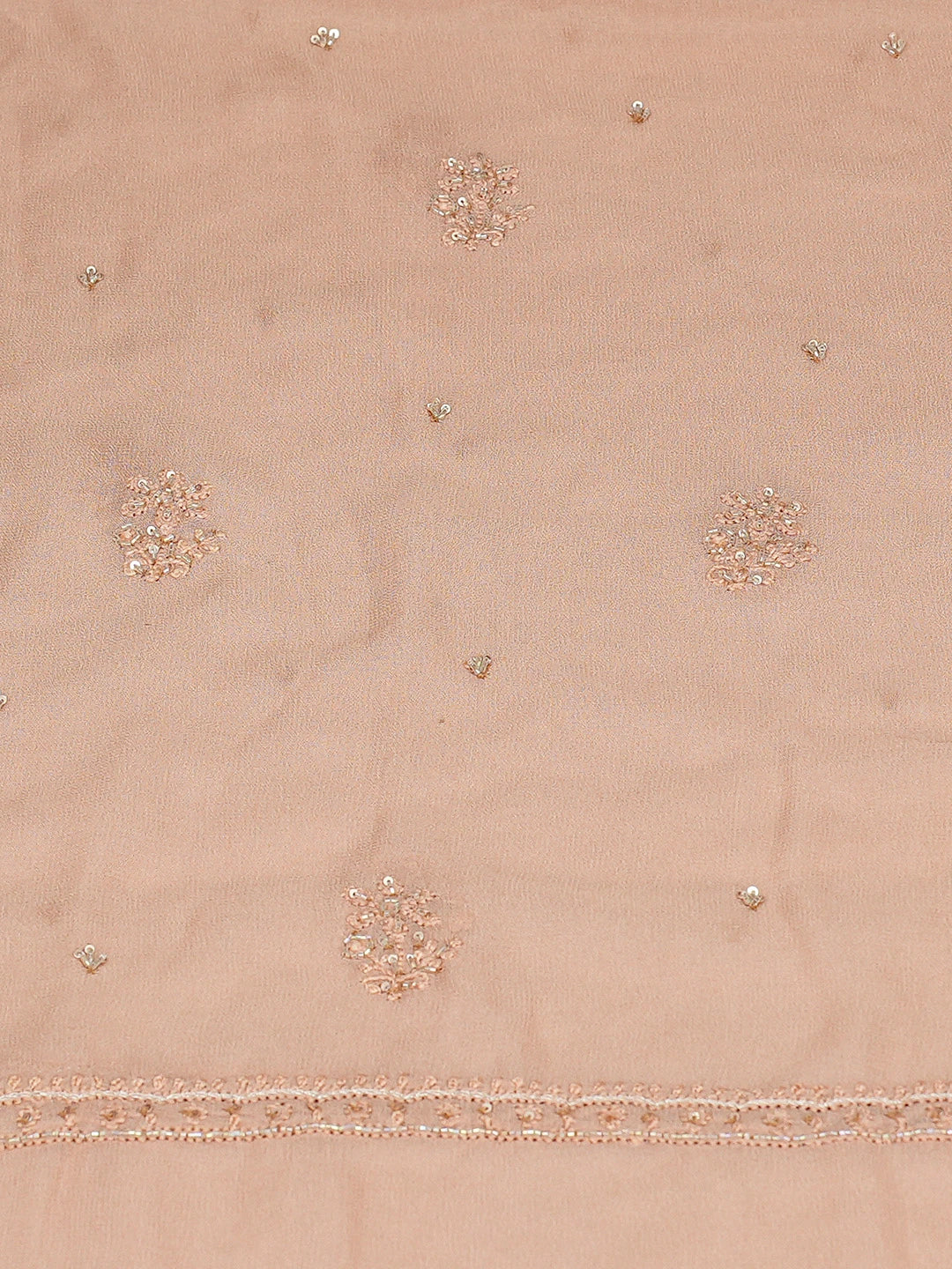 Ada Hand Embroidered Dusty Peach Viscose Georgette Lucknowi Chikankari Unstitched Kurta Dupatta Set With Cutdana Work 01A771735
