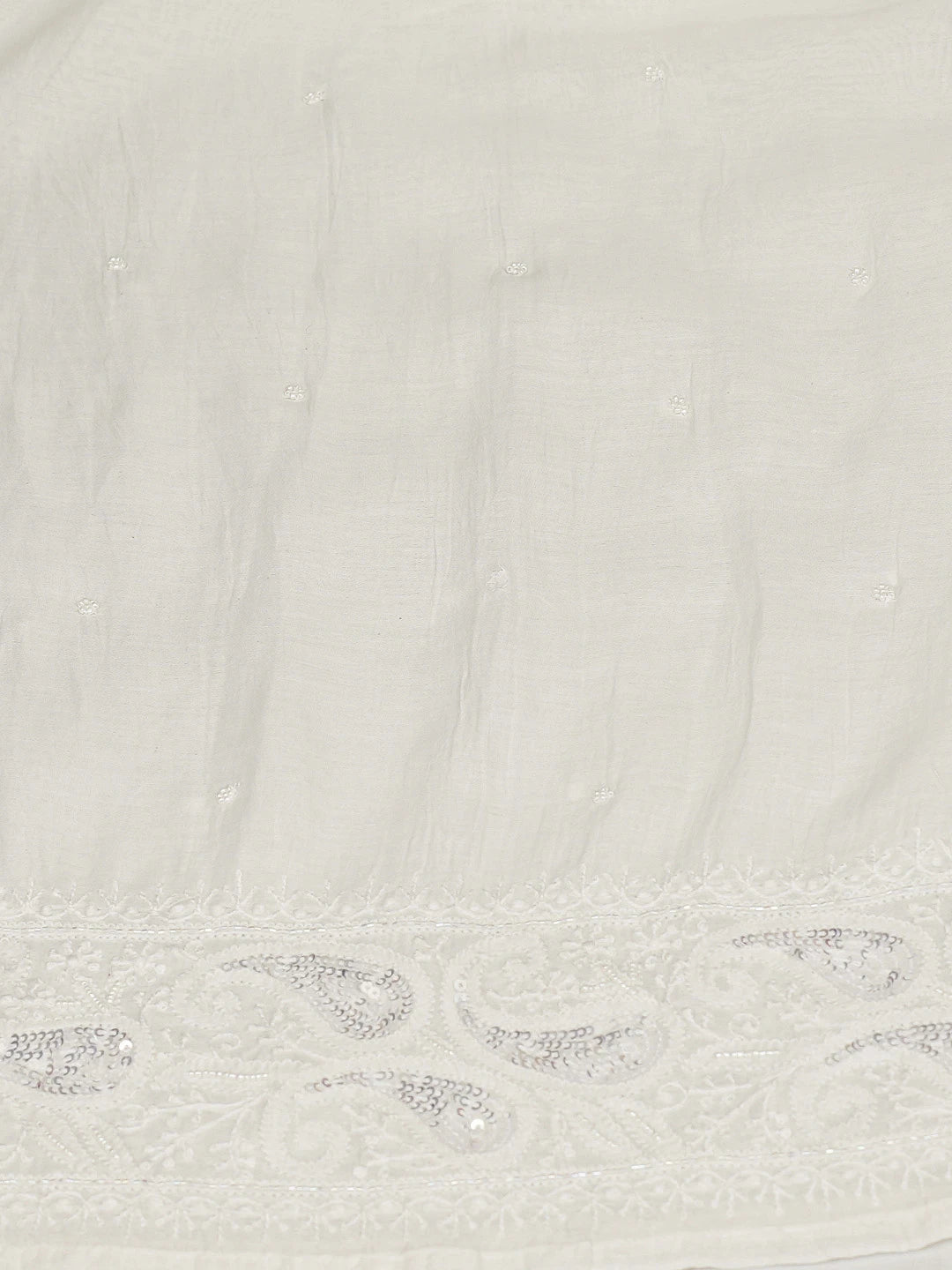 Ada Hand Embroidered White Chanderi Lucknowi Chikankari Semi-Stitched Kurta Dupatta Set With Pearl Work 01A799448