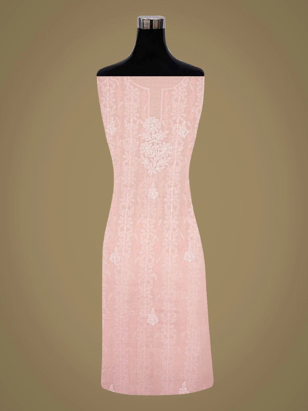 Ada Hand Embroidered Pink Cotton Lucknowi Chikankari Unstitched Kurta Piece 01A772774