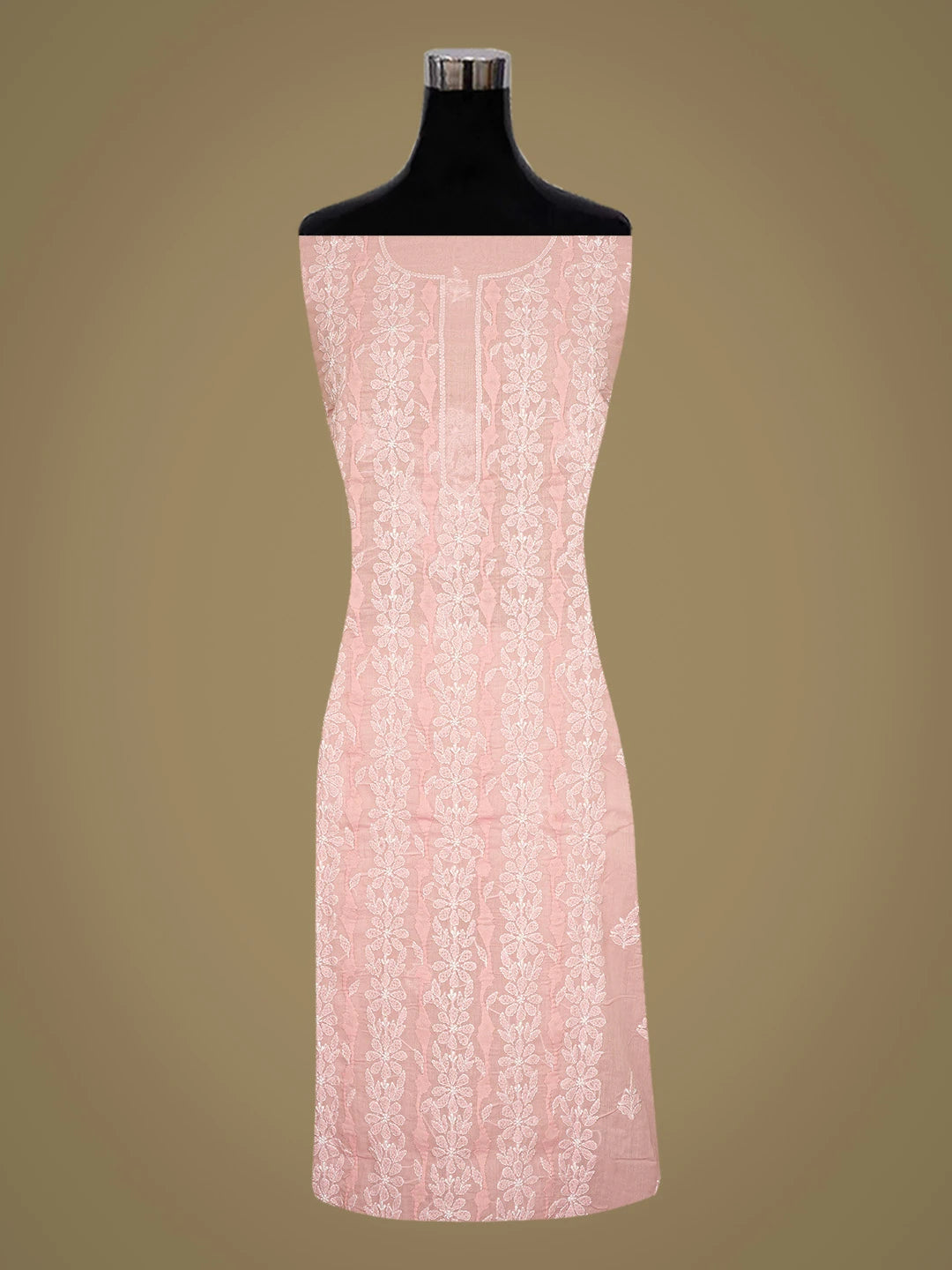 Ada Hand Embroidered Pink Cotton Lucknowi Chikankari Unstitched Kurta Piece 01A772774