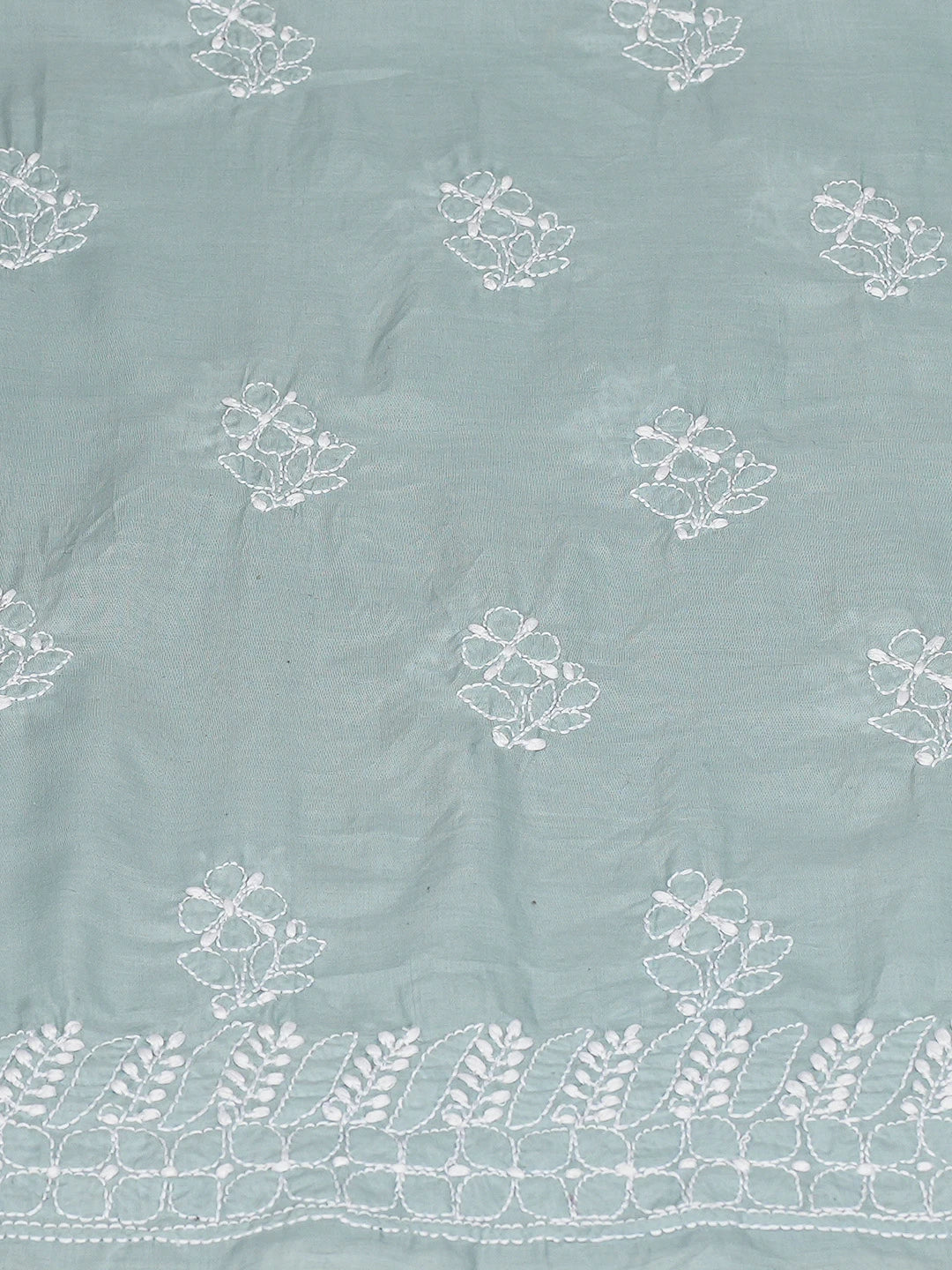 Ada Hand Embroidered Grey Cotton Lucknowi Chikankari Unstitched Kurta Piece 01A772926