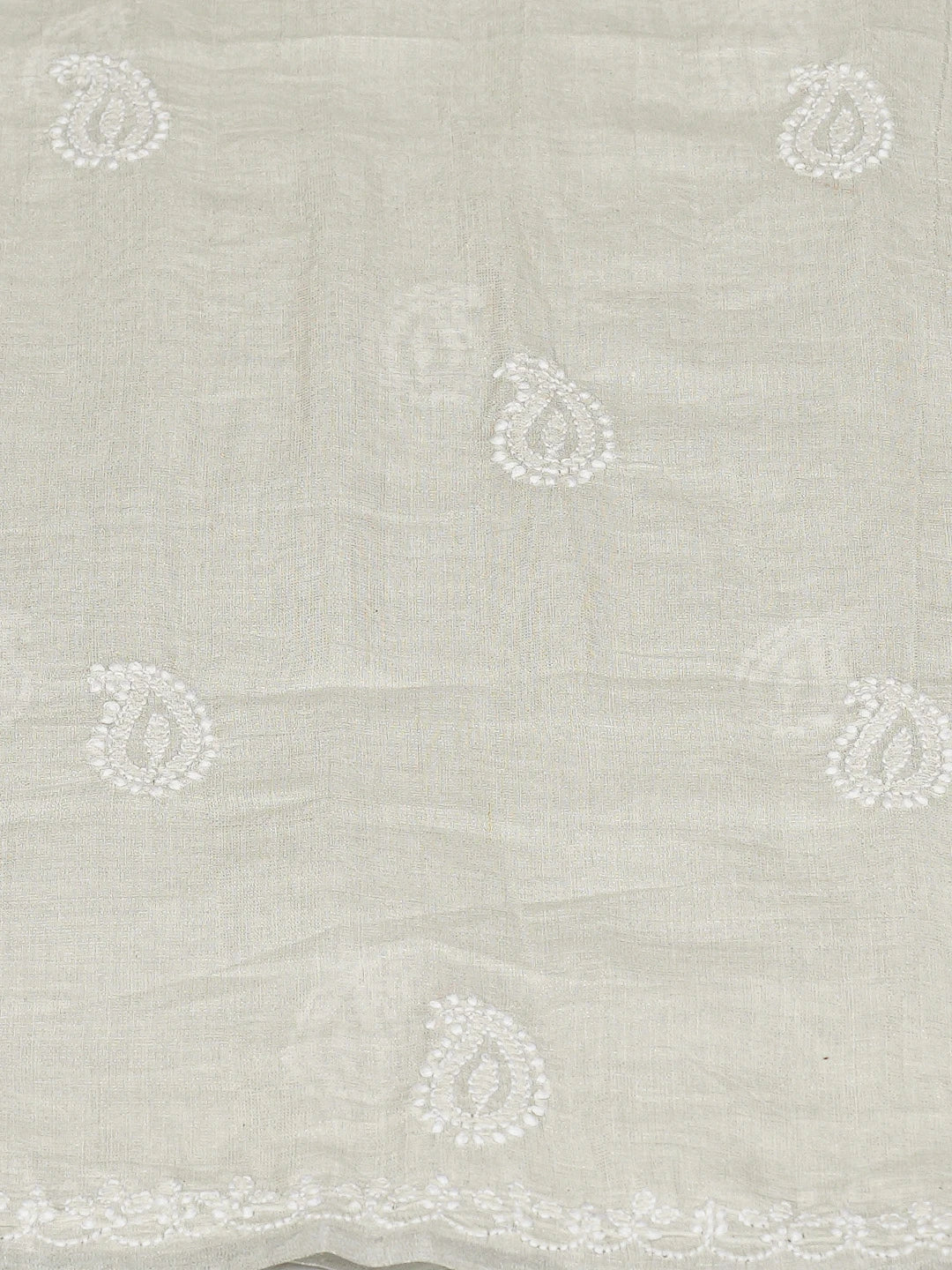 Ada Hand Embroidered Light Grey Tissue Lucknowi Chikankari Unstitched Kurta Piece 01A783183
